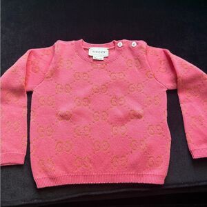 Brand new baby Gucci Pink Sweater with GG Design 9/12 months